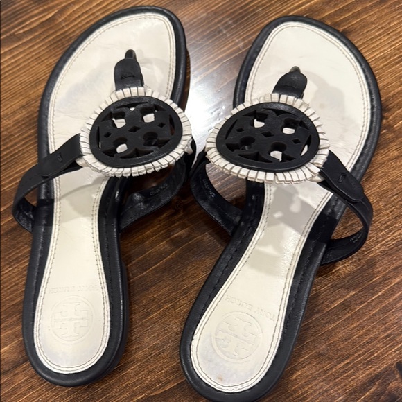 Tory Burch Miller - Black and Cream Sandals *Authentic Pre-Owned - Picture 5 of 6